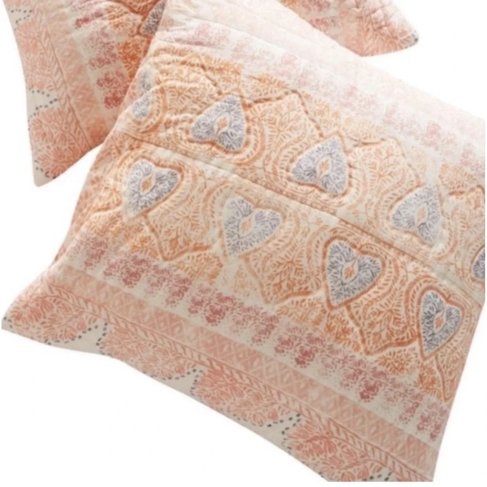 Anthropologie Shams Josee Quilted Heart Floral Bohemian Paisley 100% Cotton